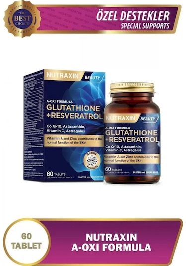Nutraxin A-Oxi Formula Glutathione Resveratrol 60 Tablet Astaksantin Q-10 Çinko Bakır Selenyum