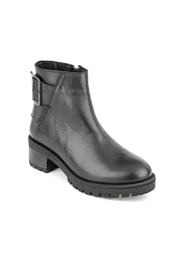 Muya Ostuni 6 Nokta Anatomik Taban Topuk Dikeni Hakiki Deri Kadın Bot Siyah