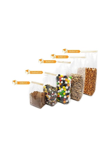 Opp Kare Tabanlı Torba Şeffaf 8X24+5 Cm - 100 Adet