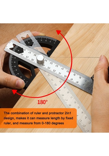Moveevo Ahşap İşleri Manyetik Açı Ölçer 8" - 200mm Abs, Dereceli Çizgi Ve Uzunluk Ölçümü, Pim-dikme Özelliği, Ayrıştırılabilir Kombinasyon