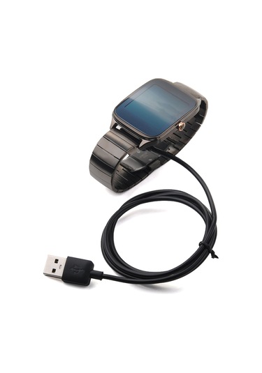 Hombey Asus Zenwatch 2 Nesli İçin Manyetik Şarj Ve Veri Transfer Kablosu 1m Siyah Tpe Materyal