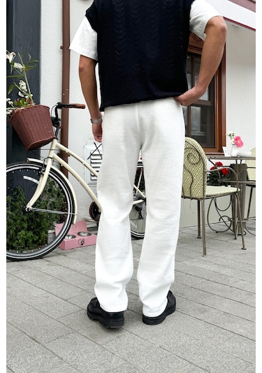 Flaw Müslin Kumaş Baggy Pantalon Ekru Ekru