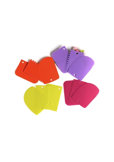 Mor Hamur Kazıyıcı Buzlanma Fondan Kek Dekorasyon Düz Pürüzsüz Pürüzlü Kenar Spatula Pişirme Pasta Araçları