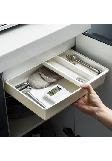 Padalink Ofis Masa Altı Şeffaf Abs Plastik Çekmeceli Bölmeli Organizer Kutusu - Uzunluk 27.5cm, Beyaz, Çalışma Masası Gereçlerini Düzenle, Alan Tasarrufu Sağlar Diğer