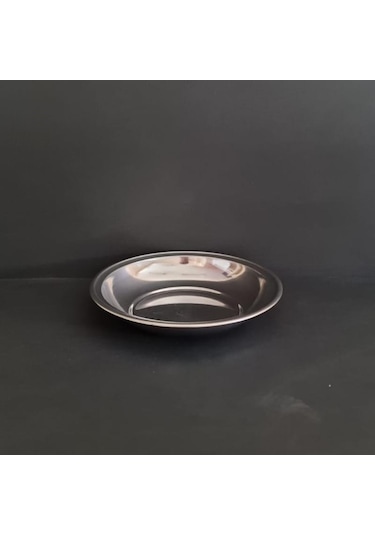 12 Adet 430 Kalite Paslanmaz Çelik Paça Yemek Tabağı 17 Cm Derinlik 3 Cm Gümüş