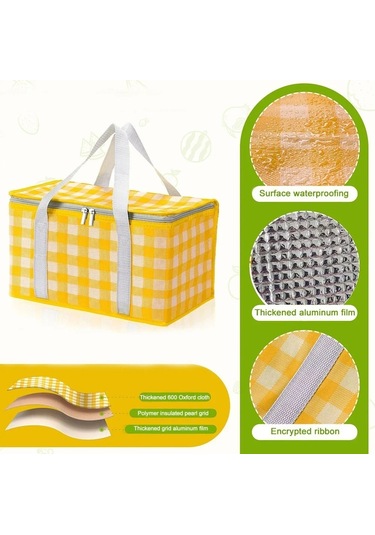 Jialan Piknik Çantası Büyük Açık Soğutucu Kutu Taşınabilir Sarı