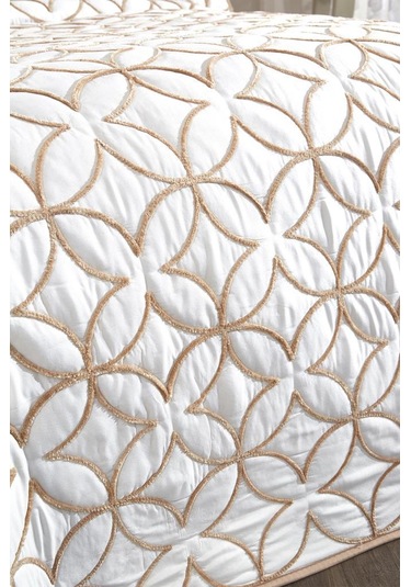 Parolin Tek Kişilik Kapitoneli Yatak Örtüsü Krem Gold Krem - Gold