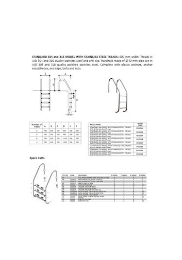 Gemaş Havuz Merdiveni 3 Basamaklı Standart 316 Model Paslanmaz-To