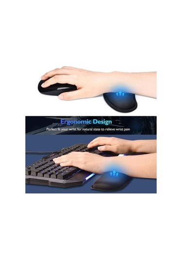 Pazly Bilek Desteği Mouse Pad Ve Klavye Seti - Hafızalı Siyah Bilek Desteği