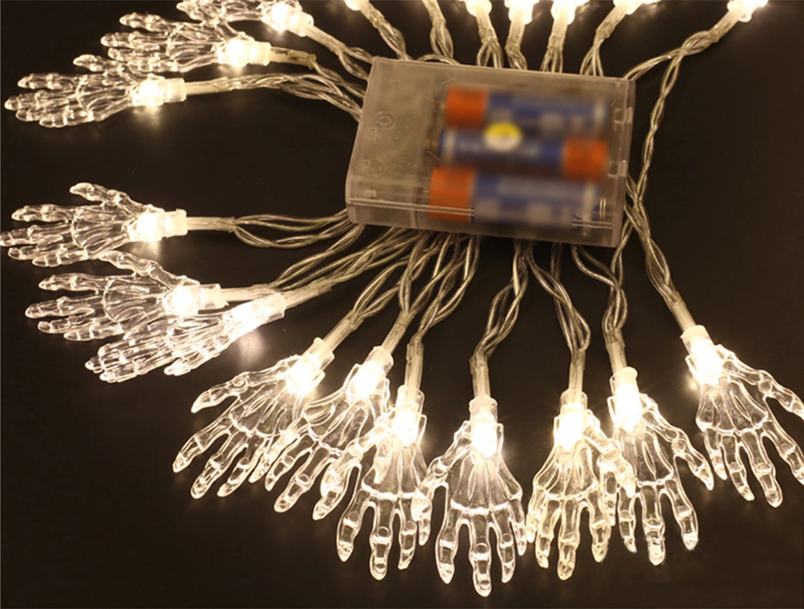 Konesam Halloween Işıklı Süsü: Şeffaf Kemer El Formlu Led Işık Zinciri, 3m 20 Led, Sabit Ve Parıltı Modları, Pil İle Çalışır Pil Dahil Değil