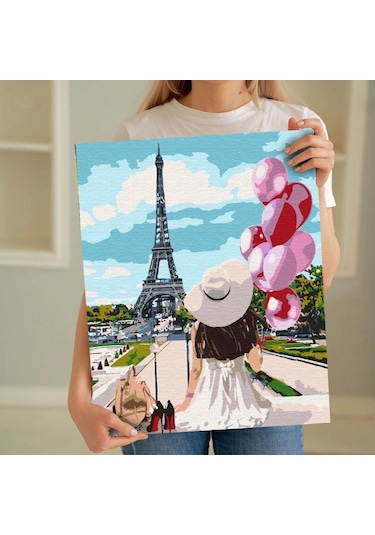 Sayılarla Boyama Seti 40 x 50 CM Tuval Şasesine Gerili Paristeki Balon