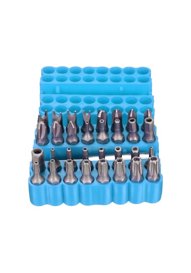 Geeroyoo Kırmızı Veya Mavi Crv Malzemeden 32 Parçalı Vidalama Uç Seti - Manyetik Tutucu Dahil