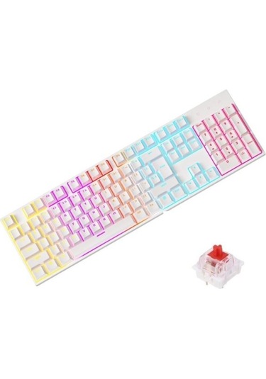 Sarftech Beyaz Rgb Mavi Switch Q Gaming Tam Mekanik Kablolu Klavy