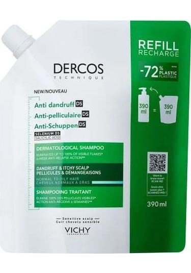 Vichy Dercos Yedek Anti Dandruff Kepek Karşıtı Şampuan 390 Ml - Normal Ve Yağlı Saçlar
