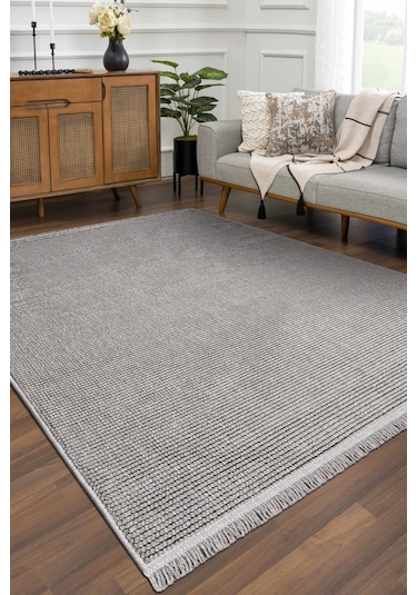 Ecolle Modern Halı Dayanıklı, Yumuşak Dokulu, Dokuma Taban, Tozumaz Gri
