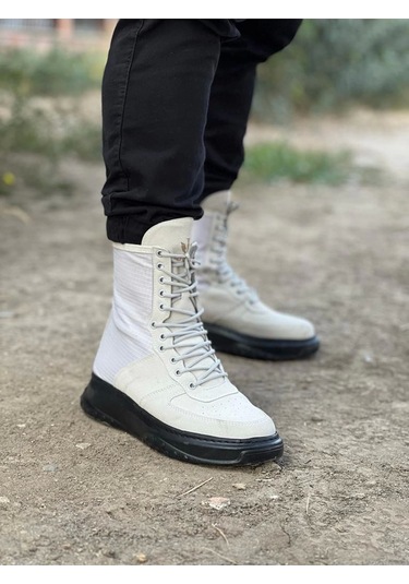 Wagoon Wg012 Gri Kömür Süet Uzun Bağcıklı Bot Çok Renkli