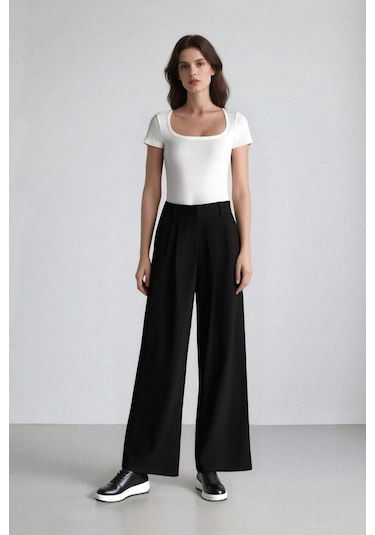 Defacto Wide Leg Cepli Pensli Basıc Klasik Dokuma Palazzo Pantolon C6375AX24HS Siyah Defacto Wide Leg Cepli Pensli Basıc Klasik Dokuma Palazzo Pantolon C6375AX24HS Siyah