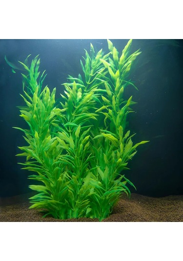 Tenfowee Akvaryum Dekorasyonu Yumuşak Plastik Su Bitkisi - Renk Kaybı Olmayan, Suyu Kirlenmez - 37cm Yeşil Simülasyon Bitkisi