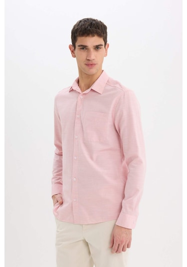 DeFacto Modern Fit Polo Yaka Basic Düz Uzun Kollu Gömlek E5045AX25SMRD92 DeFacto Modern Fit Polo Yaka Basic Düz Uzun Kollu Gömlek E5045AX25SMRD92