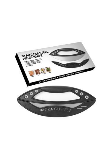 Yunboo Büyük Boy Çelik Pizza Dilimi, Yarım Daire Şekilli, Çok Amaçlı, Hamur Kesici, Pastane Aracı Siyah, Renkli Kutuda Siyah