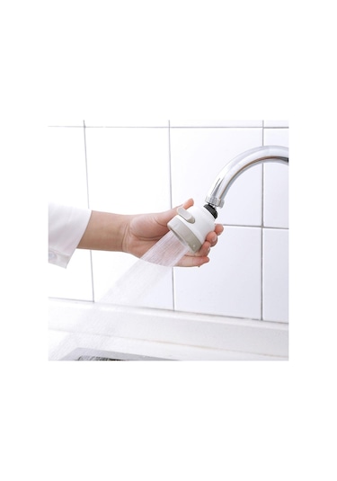 360 Derece Döner Kafa Mutfak Su Sprinkler Tasarruflu Musluk Cihazı Beyaz