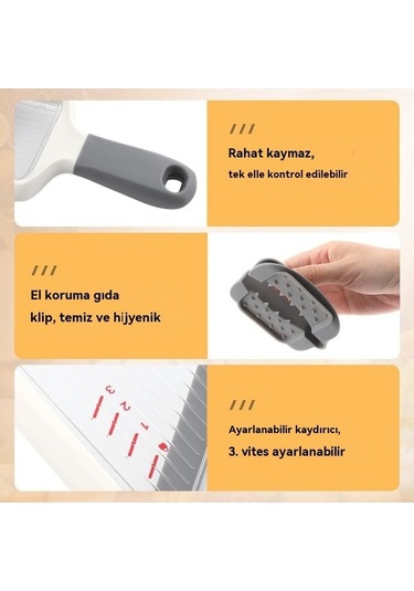 Createtech Antrasit Renkli Ayarlanabilir Paslanmaz Çelik Bıçağı, Peynir Rıhtımlı Mandolin Dilimleyici, Hızlı Kıyma, Taşınan Antrasit