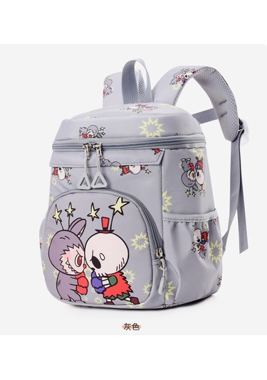 Sevimli Karikatür Büyük Kapasiteli Sırt Çantası - Gri Gri