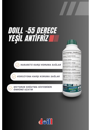 Doill -55 / -56 Derece Hazır Karışım 1.5 Litre Yeşil Antifriz - G11