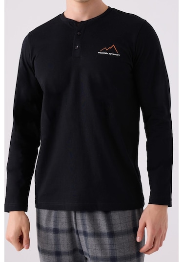 Arnetta 3152 Büyük Beden Erkek Uzun Kol Düğmeli Pijama Takım 001