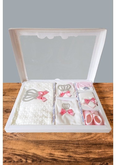 10 Parça Pembe Taşlı Hastane Çıkışı Ve 4 Parça Bebek Bornoz Seti Pembe