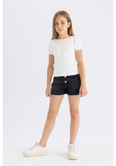 DeFacto Kız Çocuk Mom Fit Jean Şort D1712A824SMNM36