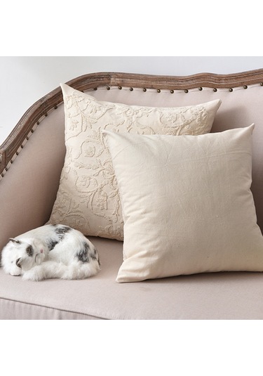 Sones Pamuklu Kordon Nakışlı Yastık Minder Kılıfı Çekirdeksiz, Boyut: 50x50cm Gri