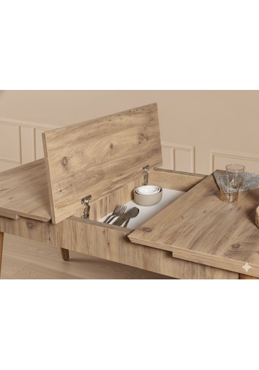 Armone 6 Kişilik Açılır Yemek Masası Takımı Modern Ve Şık Tasarım Naturel Beyaz