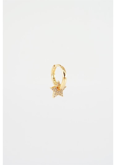 Kadın Kendi Tarzını Oluştur Zirkon Taşlı Yıldız Figürlü Helix Model 1 Adet Küpe Çok Renkli