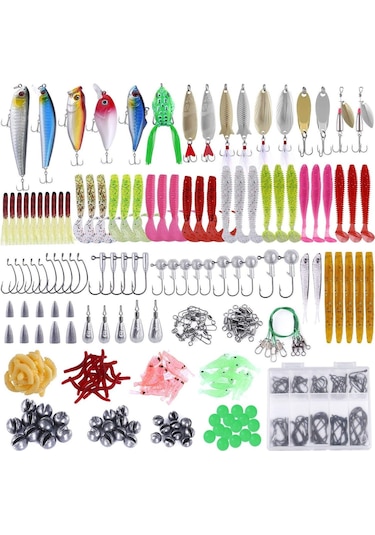 Valkyrie 302 Parça Çantalı Balık Olta İğne Silikon Kurşun Sahte Yem Seti 1. Kalite Komple Set Katlanır Kutu