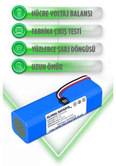 Ttec Robi Pro Master Plus 2rs04 Robot Süpürge Bataryası 14.4v 5200mah Li-ion Pil  Kapasite