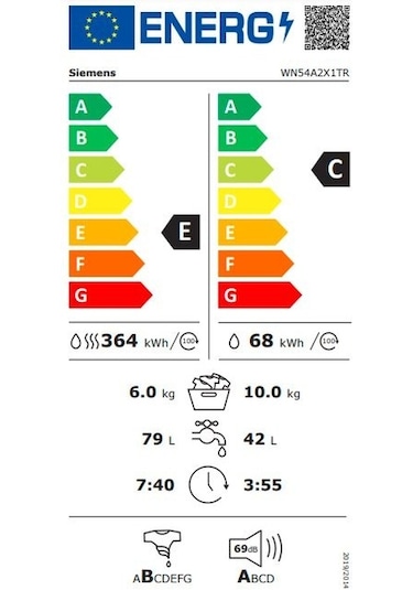 Siemens WN54A2X1TR 1400 Devir 10 KG + 6 KG Kurutmalı Çamaşır Makinesi