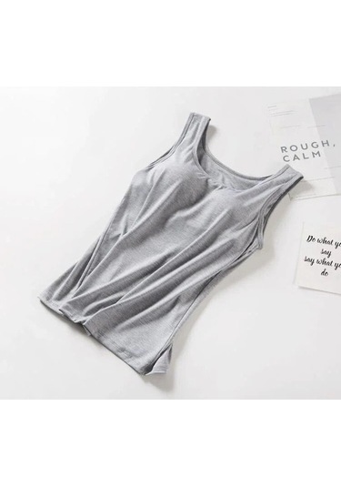 Novahub Tank Tops Kadın Yumuşak Modal Ped Sutyen Bralette Üst Katı Yastıklı Kaşkorse Kadın Kadın Yaz Tankı Üstleri Gri - L Gri