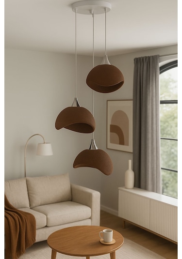 Beton Görünümlü İskandinav Tarzı Salon/oturma Odası Plastik Avize Kahverengi