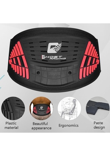 Primepickings Ghost Racing Gr-hy01 Motosiklet Donanım Lokomotif Düşme Önleyici Bel Koruyucu Kırmızı-siyah Diğer