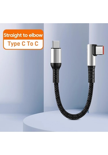 Crouchçift Dirsek Usb-c Kablosu 6a Hızlı Şarj Iphone Uyumlu 15 Android İçin 90 Derece Veri Kablosu Chınablack0.25 M