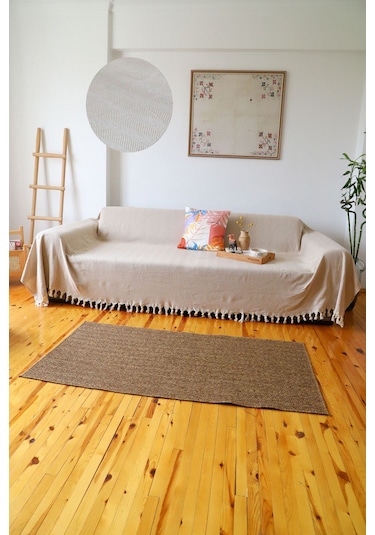 2'li Kolları Örten Koltuk Örtüsü 180x300 Battal Boy Bej Bej