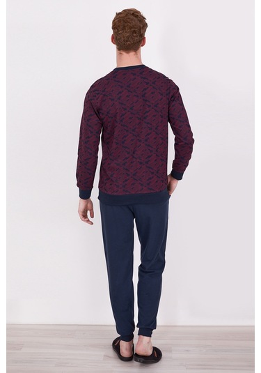 Arnetta Bisiklet Yaka Bordo Erkek Uzun Kol Pijama Takım