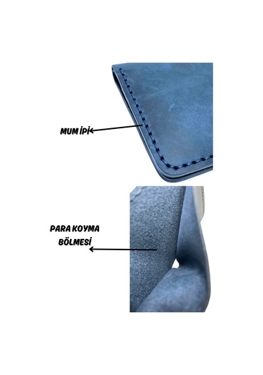 El Yapımı Hakiki Deri Premium Cüzdan Lacivert