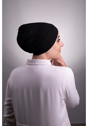 Siyah Pratik Hazır Geçmeli Iç Bone Viskon Kumaş Çapraz Tek Bantlı Siyah