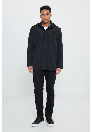 AC&Co / Altınyıldız Classics Erkek Sıyah Standart Fit Normal Kesim Kapüşonlu Dik Yaka Trençkot Siyah AC&Co / Altınyıldız Classics Erkek Sıyah Standart Fit Normal Kesim Kapüşonlu Dik Yaka Trençkot Siyah