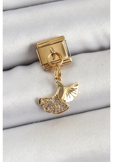 316l Çelik Sallantılı Zirkon Taşlı Balık Kuyruğu Model Gold Renk Nomination Charm Çok Renkli