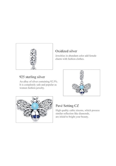 Fastbuy S925 Gümüş Kolye Arı Moda Çok Renkli Boncuklu Takı Çok Renkli