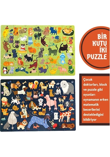 Doerkids Kediler Ve Köpekler 2'Li Puzzle 2 X 24 Parça