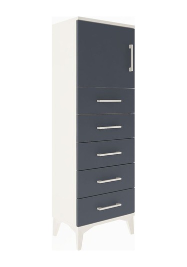 Arges Dolap Tek Raflı 5 Çekmeceli Tek Kapaklı 44x30x134 Aytaşı-antrasit Aytası